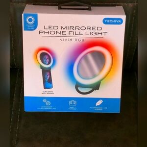 Mirrored Phone Fill Light with RGB Color Effects and Mirror. BNWT!